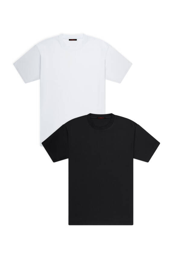 2li Slim Basic T-Shirt - Gri - Beyaz - 2