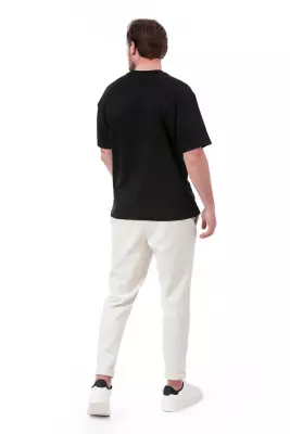 Erkek Oversize Beyaz T-Shirt - 4
