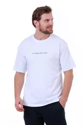 Erkek Oversize Beyaz T-Shirt - 16