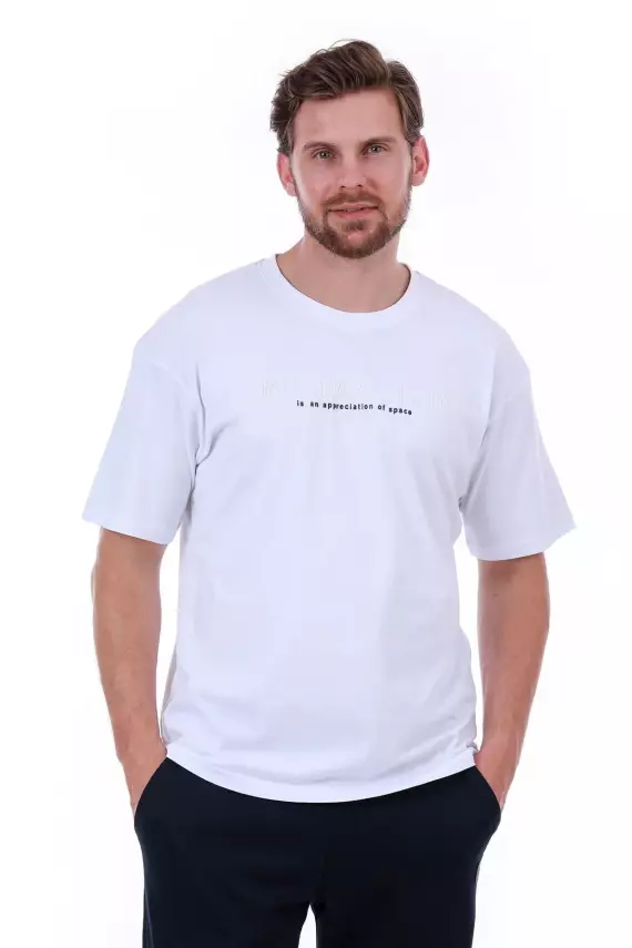 Erkek Oversize Beyaz T-Shirt - 17