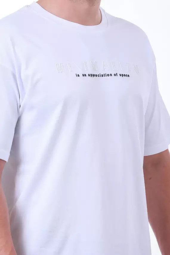 Erkek Oversize Beyaz T-Shirt - 19
