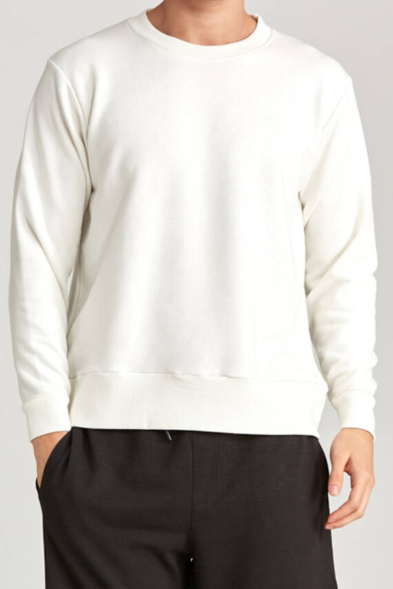 Erkek Regular Sweatshirt Beyaz - 7