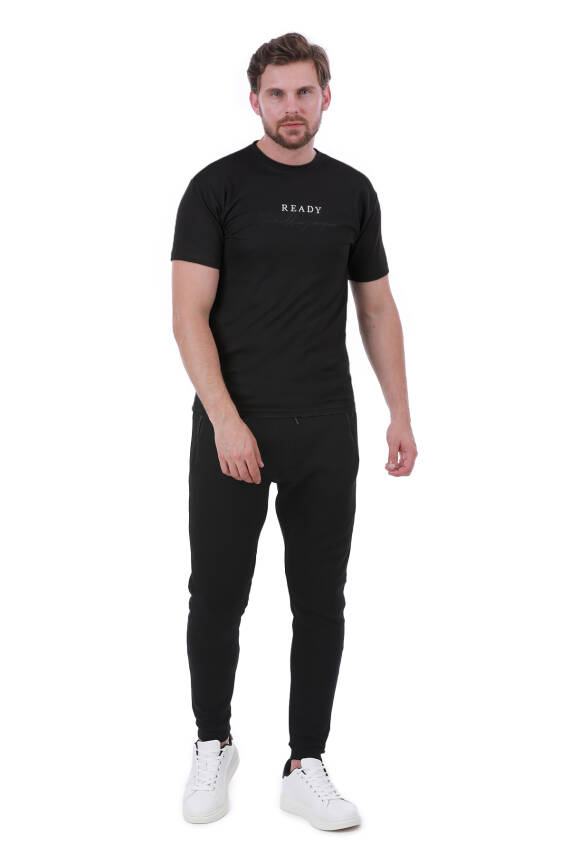 Erkek Slim Fit Ready Baskılı Siyah Renk T-shirt - 132