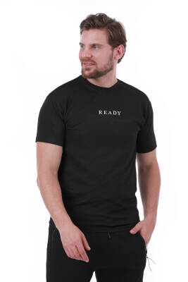 Erkek Slim Fit Ready Baskılı Siyah Renk T-shirt - 150