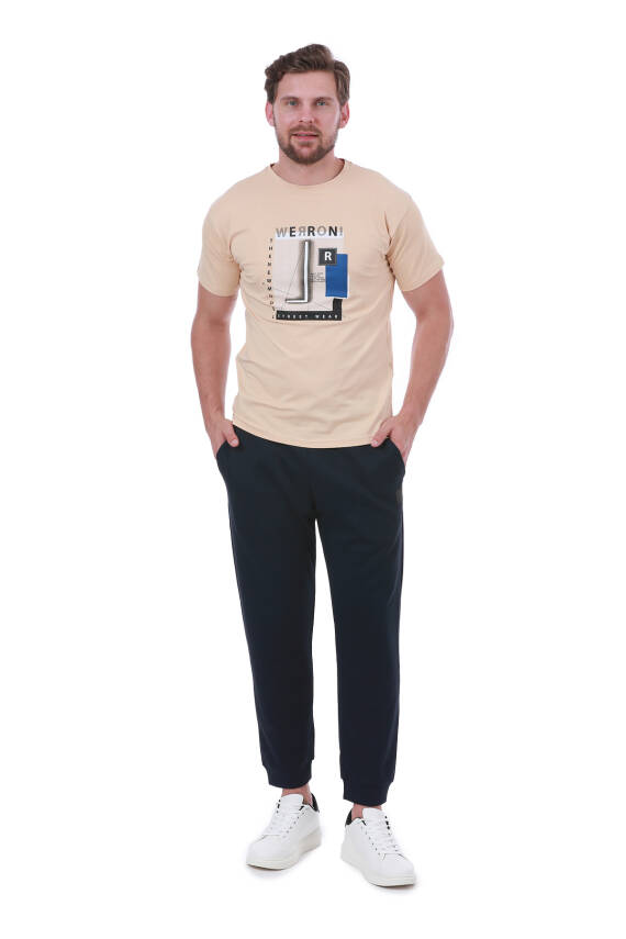 Erkek Slim Fit Wrn Baskılı Siyah Renk T-shirt - 4